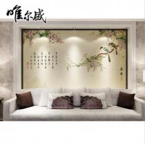 唯尔盛佛山瓷砖电视背景墙浮雕工艺客厅中式影视墙春艳
