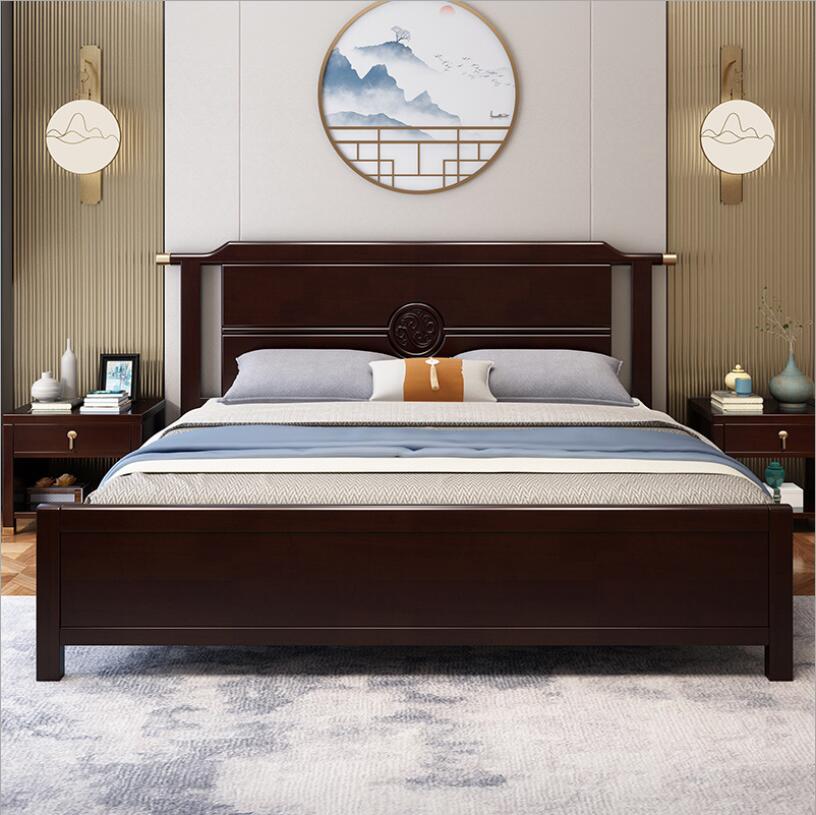 新中式实木床1.8米双人床中式1.5M中国风经济型主卧床
