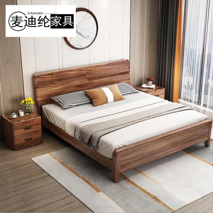 乌金木实木床1.8米主卧双人床简约现代1.5中式储物床婚床