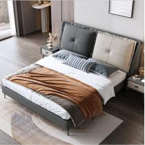 科技布实木床1.5米橡木双人床现代轻奢1.8米大床布艺婚床简约北欧