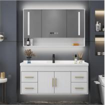 新款实木浴室柜组合现代简约洗漱台套装轻奢洗脸盆洗手盆智能镜柜