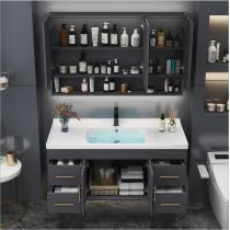新款实木浴室柜组合现代简约洗漱台套装轻奢洗脸盆洗手盆智能镜柜
