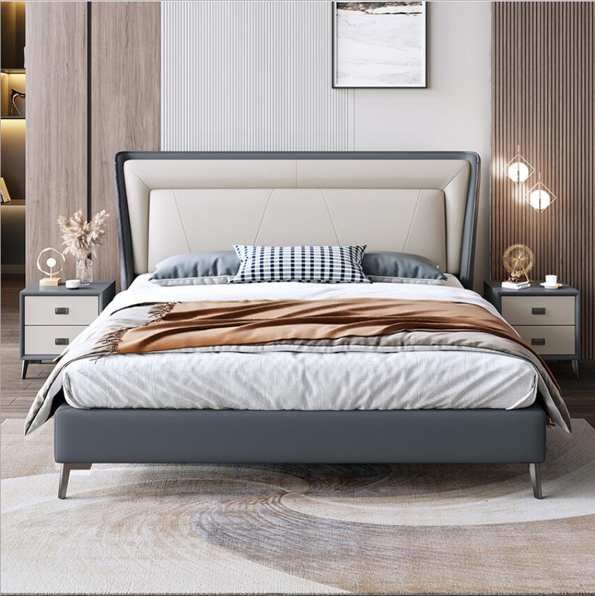 简约现代皮床1.8米双人床卧室家具婚床北欧轻奢皮艺床