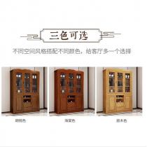 现代中式实木多功能酒柜橡胶木餐边柜客厅收纳储物柜三门酒柜