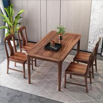 乌金木餐桌椅组合一桌六椅家用长方形桌子现代简约小户型实木餐桌