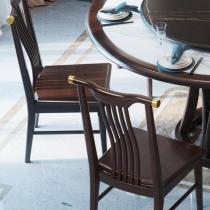实木餐桌椅组合原木家具大理石餐桌家用吃饭桌圆桌新中式岩板餐桌