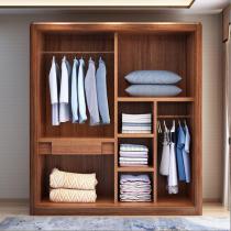 实木衣柜两门现代简约推拉门衣橱胡桃木主卧室储物小户型收纳家具