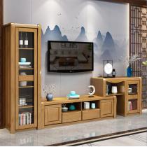 现代简约视听柜新中式大中小户型客厅伸缩实木电视柜组合