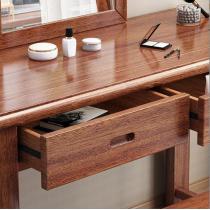 现代简约实木梳妆台组合胡桃木中式现代经济型双抽化妆桌卧室家具
