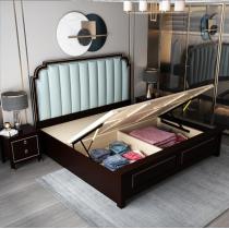 美式实木床轻奢主卧双人床1.5简约现代1.8米欧式橡木储物软包婚床