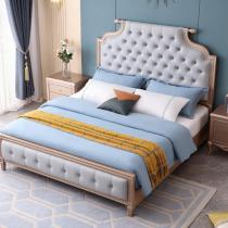 实木床现代简约1.8米家用主卧双人床1.5米美式轻奢软包席梦思大床