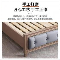 实木床现代简约1.8米家用主卧双人床1.5米美式轻奢软包席梦思大床