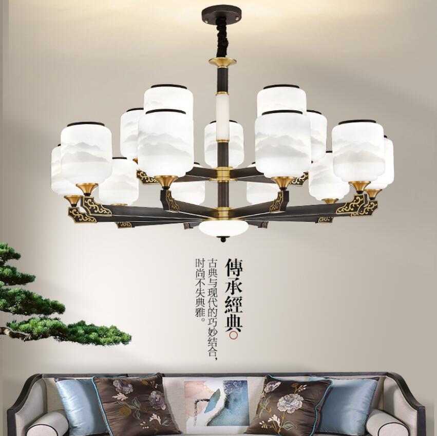 新中式全铜客厅餐厅卧室书房现代简约轻奢新款中国风led吊灯