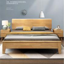 北欧风格实木床现代简约橡胶木1.5米1.8米双人床出租房民宿实木床