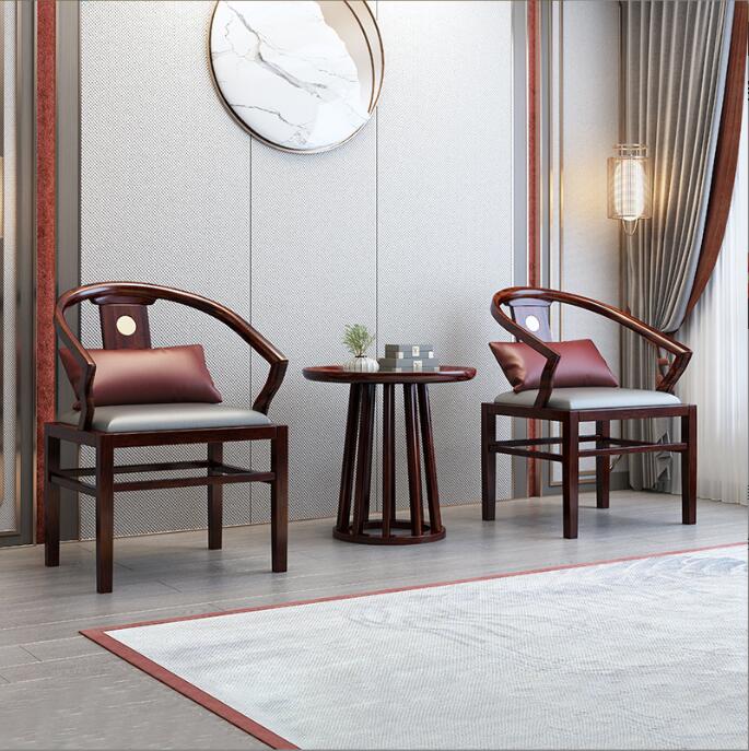 现代简约禅意家具客厅太师椅组合休闲圈椅新中式全实木围椅三件套