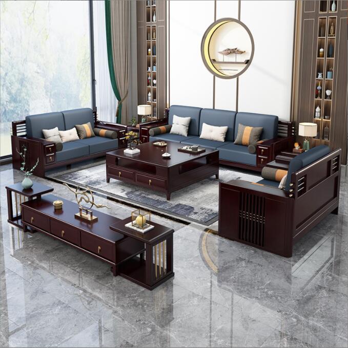 实木沙发小户型实木家具客厅科技布沙发组合禅意储物新中式沙发