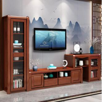 中式实木茶几电视柜组合小户型伸缩简约电视机柜客厅地柜家具套装