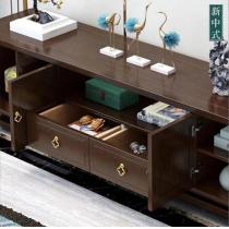 新中式实木电视柜茶几组合禅意轻奢中式复古客厅地柜矮柜储物柜子