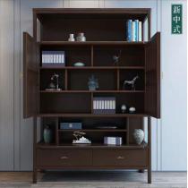 新中式禅意实木书柜二四门自由组合多格木质书橱博古架书房家具