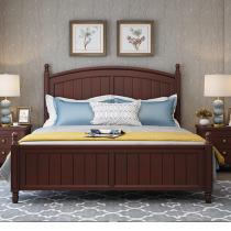现代简约美式双人床1.5米1.8米实木床橡胶木高箱储物床主卧室婚床