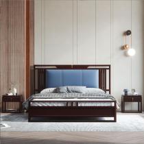 新中式1.8米高箱储物床简约双人床 1.5米气压组合实木婚床卧室