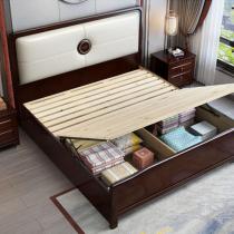 新中式实木床 软靠床1.8米大床 简约双人床中式深色床主卧床1.5米