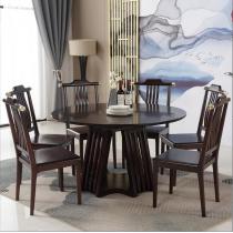 新中式实木餐桌餐厅家具橡胶木餐桌椅组合圆餐桌一桌四椅六椅八椅