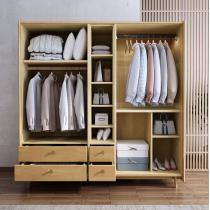 北欧实木衣柜原木设计现代简约衣柜三门四门五门对开门衣柜衣橱