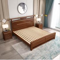 新中式实木床1.5米/1.8米胡桃木双人床卧室家具高箱储物床622#