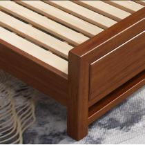 胡桃木新中式实木床1.5米/1.8米双人床卧室家具高箱储物床