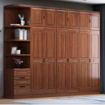 麦迪纶 新中式实木衣柜胡桃木对开门六门五门四门三门衣柜