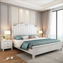 麦迪纶美式现代橡胶木实木床1.5米1.8米单人双人主卧婚床