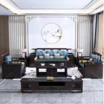 新中式储物沙发小户型实木家具客厅科技布沙发组合转角实木沙发
