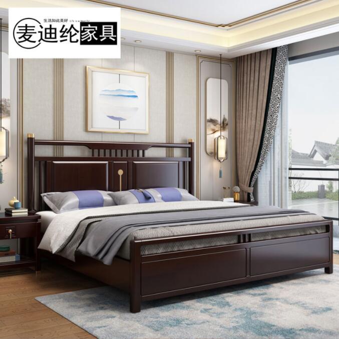 新中式实木床1.8米现代禅意高箱储物抽屉床主卧双人床