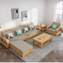 麦迪纶北欧橡胶木实木沙发冬夏两用客厅储物沙发简约现代726#