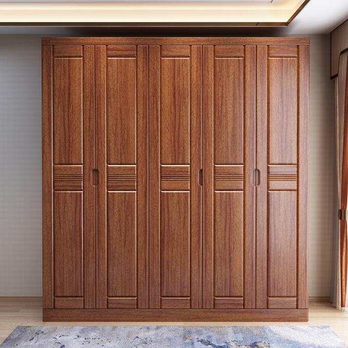 麦迪纶 现代简约实木衣柜 胡桃木对开门六门五门四门三门衣柜
