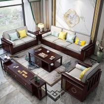 新中式实木沙发组合现代客厅1+2+3储物沙发冬夏两用简约木质家具