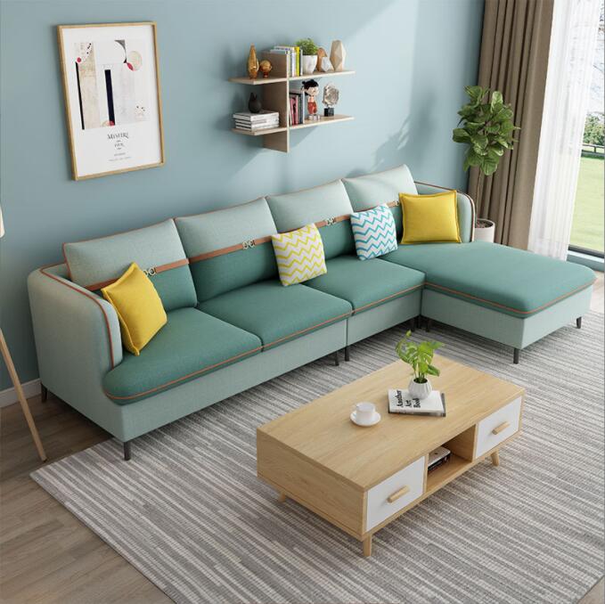 北欧科技布客厅简约小户型现代田园高脚风格布艺沙发