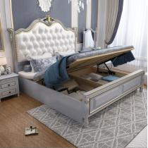 麦迪纶美式实木床1.5米1.8米双人床橡胶木主卧婚床皮艺软包大床
