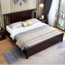 新中式全实木床1.2m 1.5米大户型主卧双人床经济型 1.8米储物婚床