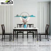 新中式实木餐桌椅组合家用大小户型长方形吃饭桌子大理石岩板餐桌