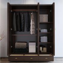 新中式衣柜四门推拉现代简约42门衣橱储物收纳柜平开实木全屋家具