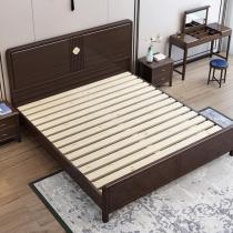 新中式实木床轻奢1.8米双人床1.5米高箱储物床全实木中国风经济型