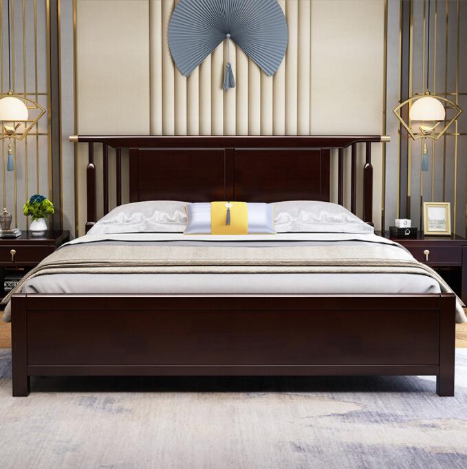 新中式全实木床1.2m 1.5米大户型主卧双人床经济型 1....