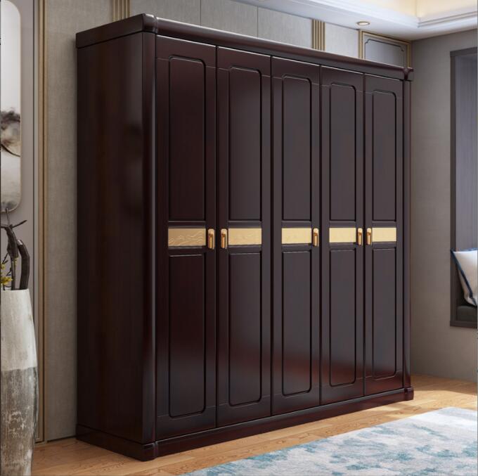 新中式实木衣柜紫金檀木现代大容量衣橱卧室四门木质柜子储物家具