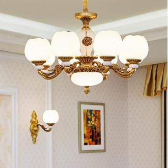 古铜色欧式客厅吊灯家用简约餐厅卧室复古美式蜡烛灯复古led灯具