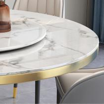 轻奢岩板餐桌椅组合圆桌现代简约酒店家用圆形小户型转盘意式饭桌