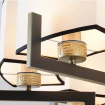 新中式吸顶灯客厅灯简约餐厅卧室吸顶灯布艺LED方形圆形灯具