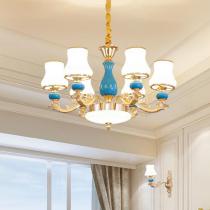 欧式客厅陶瓷吊灯现代家用温馨餐厅灯卧室灯具简约奢华美式水晶灯