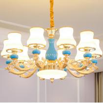 欧式客厅陶瓷吊灯现代家用温馨餐厅灯卧室灯具简约奢华美式水晶灯